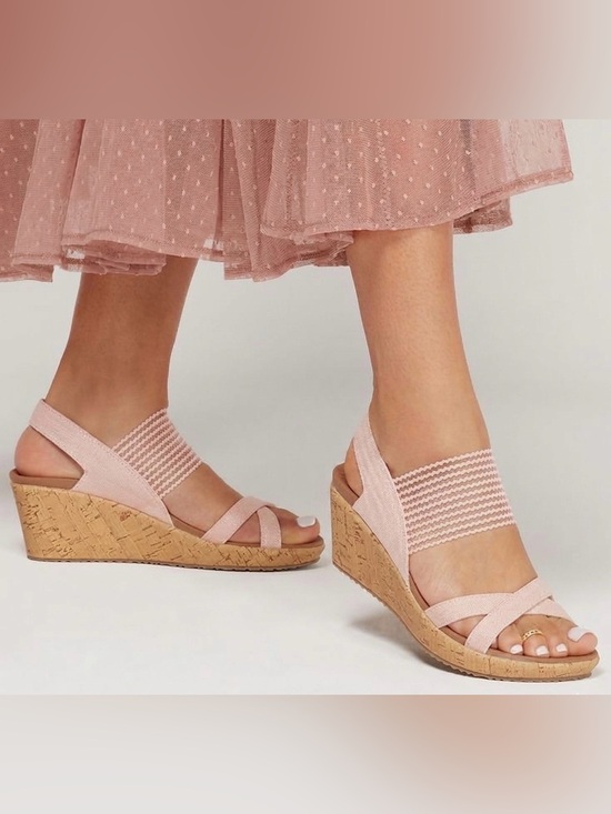 Skechers Shoes - Sketchers Beverlee High Tea Cali Luxe Foam Wedges Womens Size 11 Pink